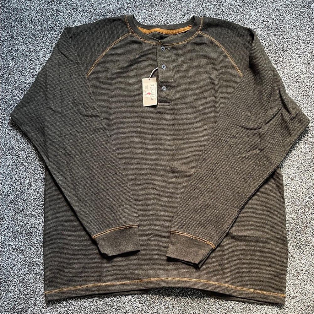 *NEW* Men's Brown Long Sleeve Henley Shirt